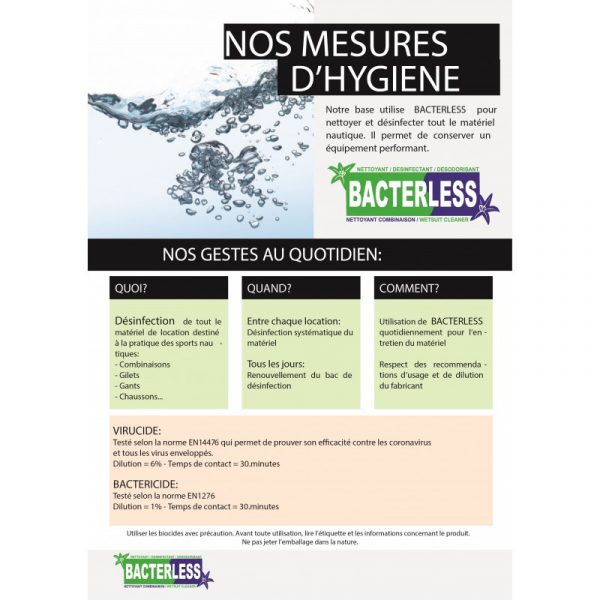Bacterless Désinfectant Combinaison Néoprène Notice