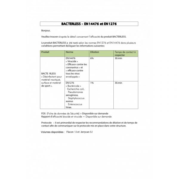 Bacterless Désinfectant Combinaison Néoprène